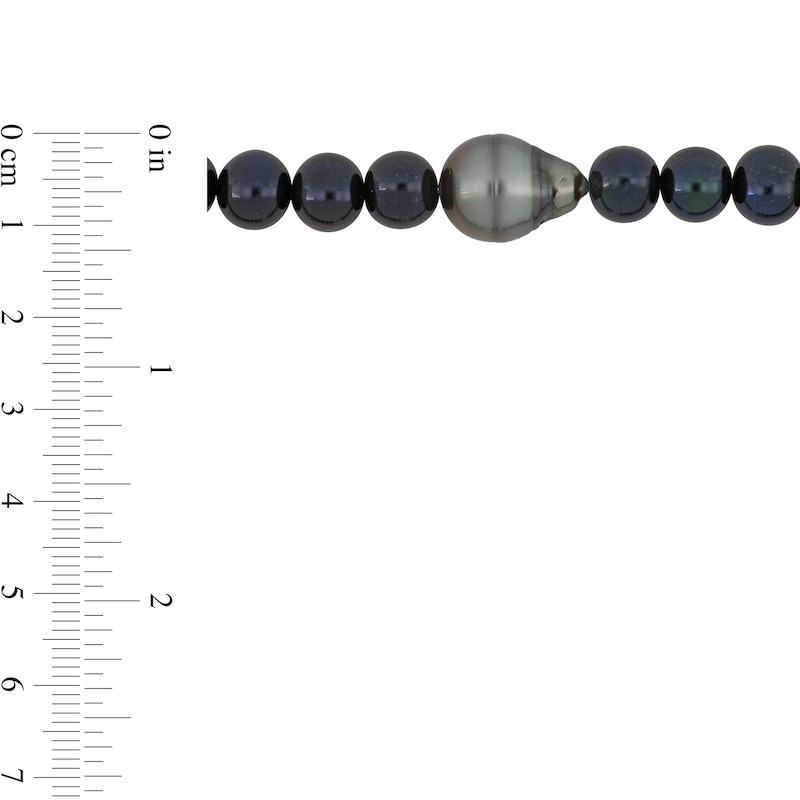 Main Image 2 of Men’s 9.0-12.0mm Black Freshwater Cultured Pearl Necklace with Sterling Silver Clasp-20”