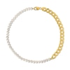Thumbnail Image 2 of Men’s 7.0-7.5mm Freshwater Cultured Pearl & Cuban Curb Chain Necklace in Sterling Silver with Yellow Rhodium Plate-20”