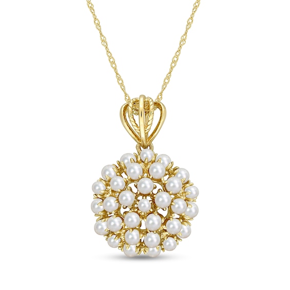 2.0-3.0 Freshwater Cultured Pearl Cluster Pendant in 10K Gold-17”