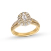 Thumbnail Image 1 of Vera Wang Love Collection 0.95 CT. T.W. Emerald-Cut Diamond Double Frame Triple Row Engagement Ring in 14K Gold