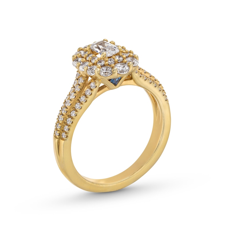 Main Image 2 of Vera Wang Love Collection 0.95 CT. T.W. Emerald-Cut Diamond Double Frame Triple Row Engagement Ring in 14K Gold