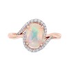 Thumbnail Image 4 of Oval Opal and 0.146 CT. T.W. Diamond Swirl Bypass Frame Ring in 10K Rose Gold