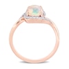 Thumbnail Image 5 of Oval Opal and 0.146 CT. T.W. Diamond Swirl Bypass Frame Ring in 10K Rose Gold