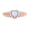 Thumbnail Image 4 of 5.0mm Heart-Shaped Opal and 0.05 CT. T.W. Diamond Frame Leaf Shank Ring in 10K Rose Gold