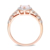 Thumbnail Image 5 of 5.0mm Heart-Shaped Opal and 0.05 CT. T.W. Diamond Frame Leaf Shank Ring in 10K Rose Gold