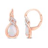 Thumbnail Image 1 of Pear-Shaped Opal and 0.06 CT. T.W. Diamond Flame Drop Earrings in 10K Rose Gold