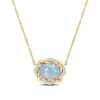 Sideways Oval Blue Opal and 0.08 CT. T.W. Diamond Twist Frame Necklace in 10K Gold - 17"