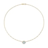 Sideways Oval Blue Opal and 0.08 CT. T.W. Diamond Twist Frame Necklace in 10K Gold - 17"