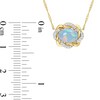 Sideways Oval Blue Opal and 0.08 CT. T.W. Diamond Twist Frame Necklace in 10K Gold - 17"