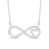Thumbnail Image 1 of White Lab-Created Sapphire Infinity with Heart Necklace in Sterling Silver
