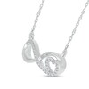 Thumbnail Image 1 of White Lab-Created Sapphire Infinity with Heart Necklace in Sterling Silver