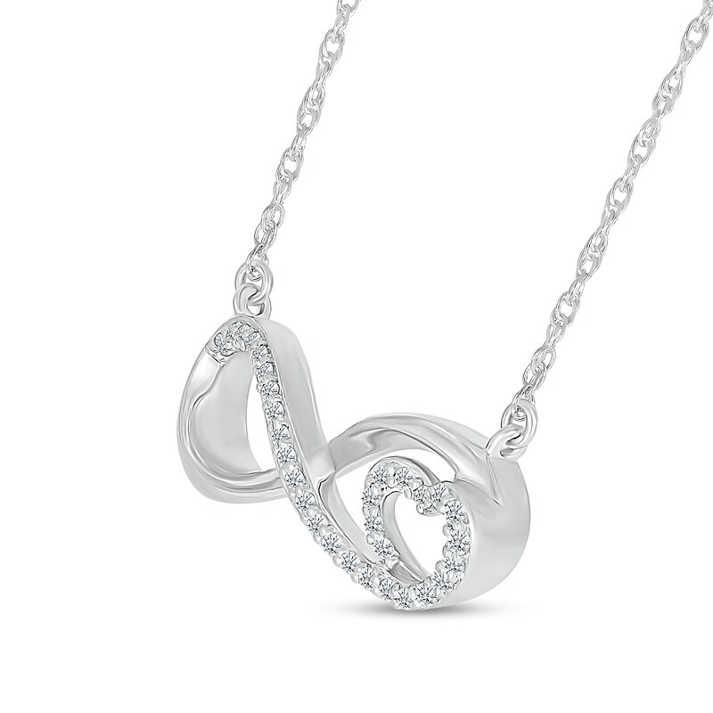 White Lab-Created Sapphire Infinity with Heart Necklace in Sterling Silver