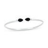 Thumbnail Image 1 of Pear-Shaped Black Onyx and White Lab-Created Sapphire Open Bangle in Sterling Silver