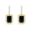 Thumbnail Image 3 of Emerald-Cut Black Onyx and White Lab-Created Sapphire Drop Earrings in Sterling Silver and 10K Gold