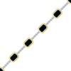 Thumbnail Image 1 of Emerald-Cut Black Onyx and White Lab-Created Sapphire Station Line Bracelet in Sterling Silver and 10K Gold - 7.25"