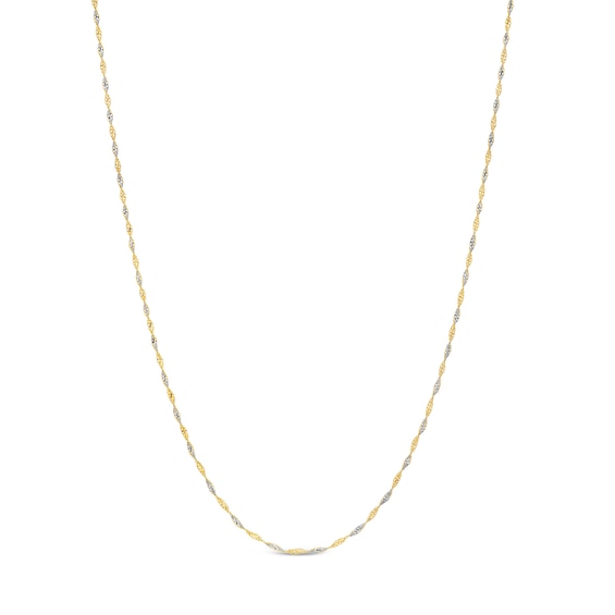 1.35mm Dorica Singapore Chain Necklace in Solid 18K Two-Tone Gold