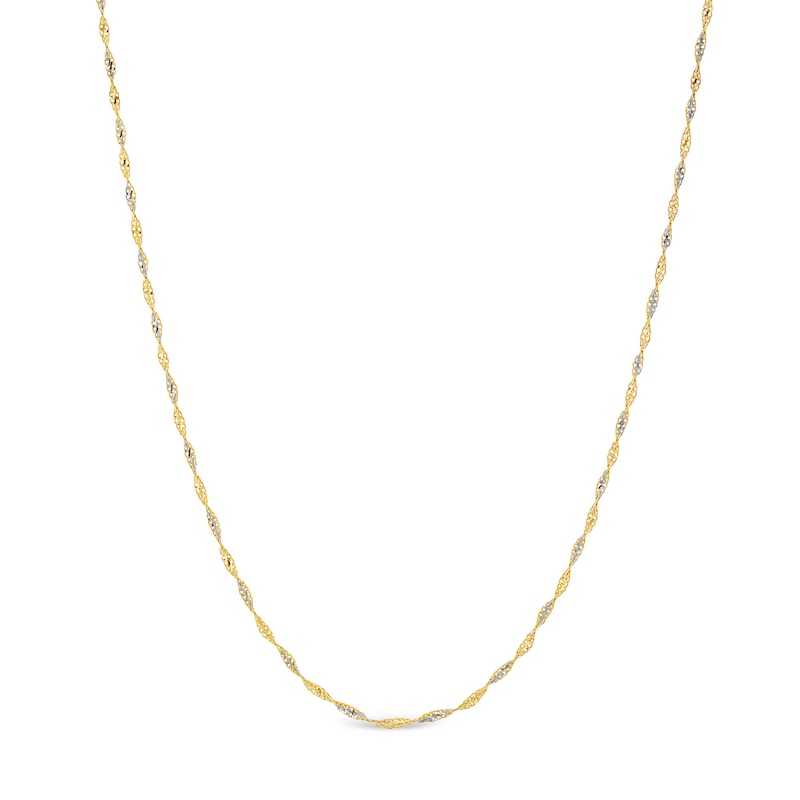 Main Image 1 of 1.35mm Dorica Singapore Chain Necklace in Solid 18K Two-Tone Gold - 16"
