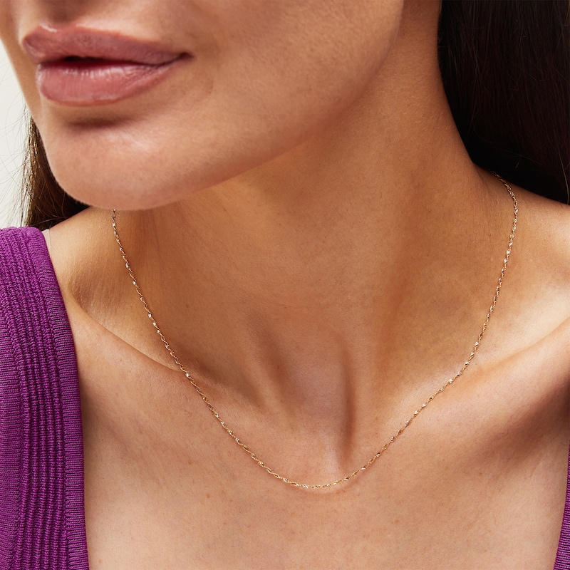 Main Image 2 of 1.35mm Dorica Singapore Chain Necklace in Solid 18K Two-Tone Gold - 16"
