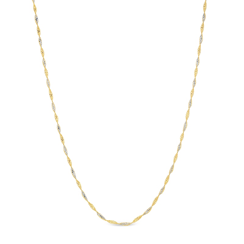 Main Image 1 of 1.35mm Dorica Singapore Chain Necklace in Solid 18K Two-Tone Gold - 18"