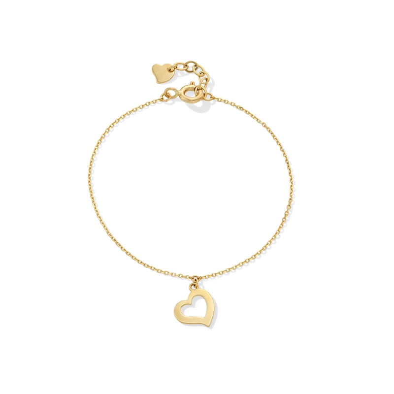 Main Image 1 of Child's Abstract Heart Charm Bracelet in Solid 14K Gold - 5.5”