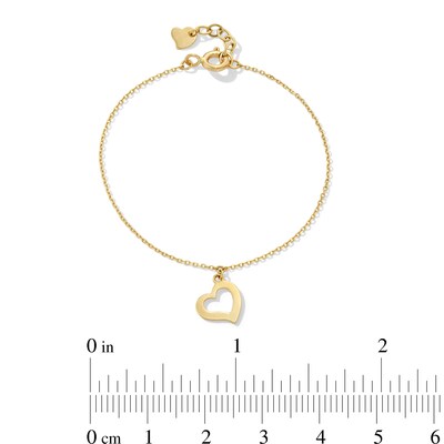 Child's Abstract Heart Charm Bracelet in Solid 14K Gold - 5.5”