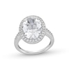 Thumbnail Image 1 of Oval White Lab-Created Sapphire Frame Ring in Sterling Silver