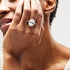 Thumbnail Image 2 of Oval White Lab-Created Sapphire Frame Ring in Sterling Silver