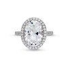 Thumbnail Image 4 of Oval White Lab-Created Sapphire Frame Ring in Sterling Silver