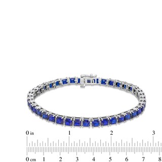 4.0mm Princess-Cut Blue Lab-Created Sapphire Tennis Bracelet in Sterling Silver - 7.5"