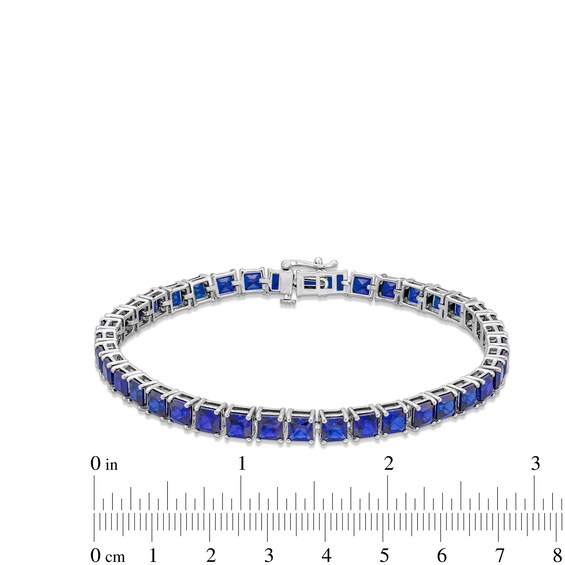4.0mm Princess-Cut Blue Lab-Created Sapphire Tennis Bracelet in Sterling Silver - 7.5"