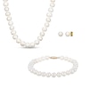 Thumbnail Image 1 of 6.0-6.5mm Freshwater Cultured Pearl Strand Necklace, Bracelet and Stud Earrings Set in 10K Gold