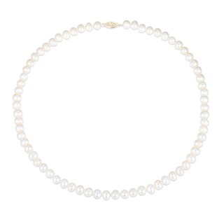 6.0-6.5mm Freshwater Cultured Pearl Strand Necklace, Bracelet and Stud Earrings Set in 10K Gold