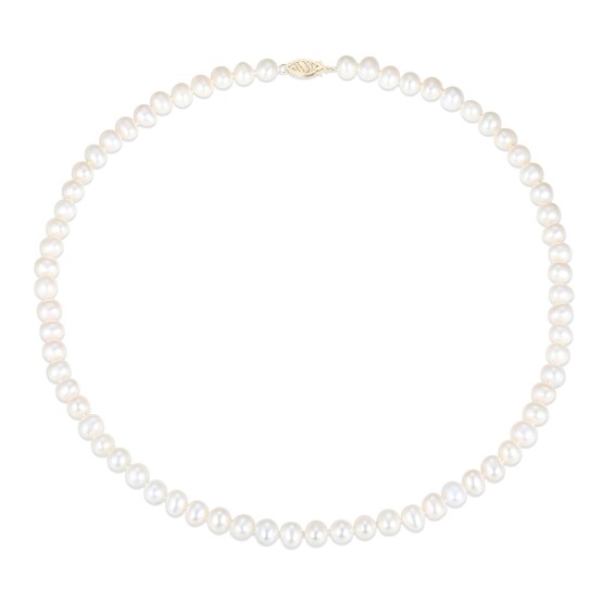 6.0-6.5mm Freshwater Cultured Pearl Strand Necklace, Bracelet and Stud Earrings Set in 10K Gold
