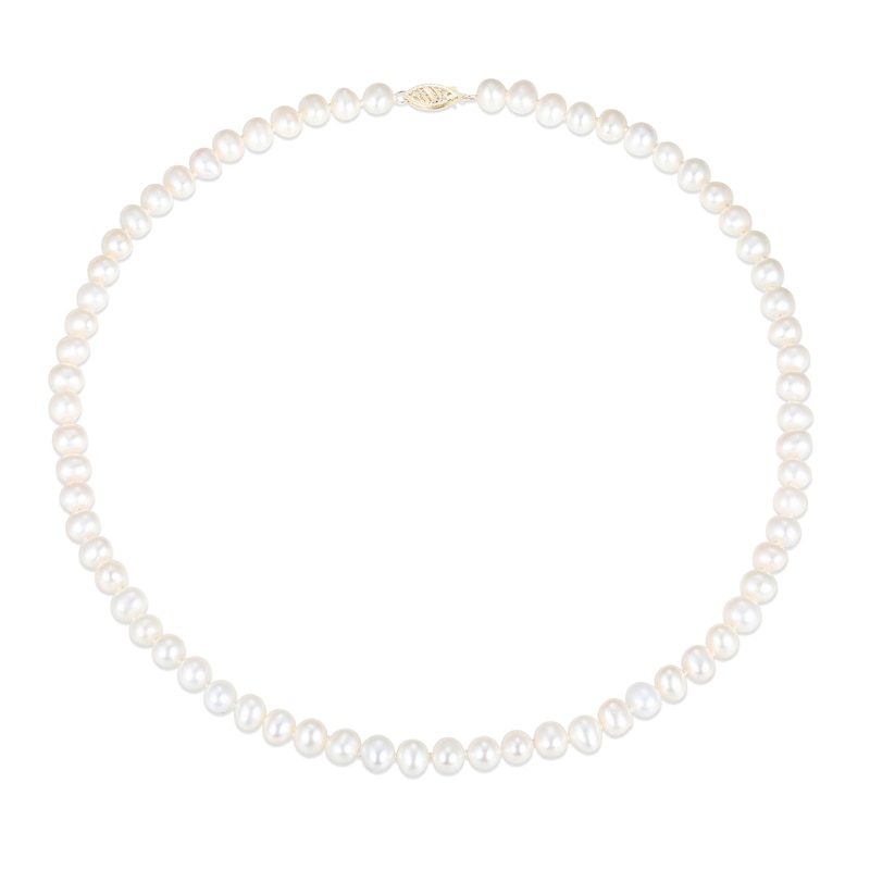 Main Image 2 of 6.0-6.5mm Freshwater Cultured Pearl Strand Necklace, Bracelet and Stud Earrings Set in 10K Gold
