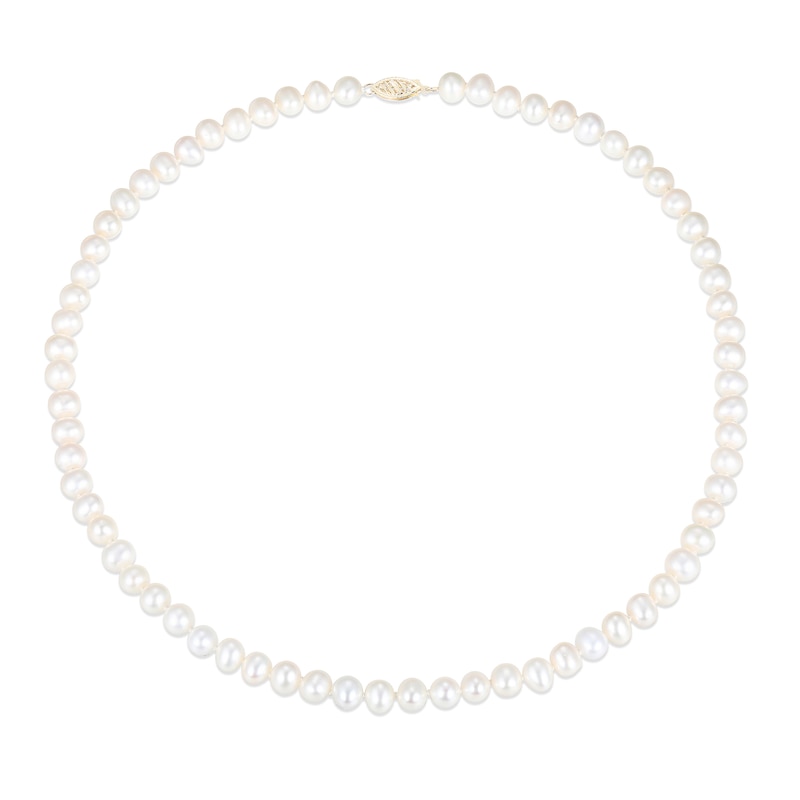 6.0-6.5mm Cultured Freshwater Pearl Strand Necklace, Bracelet and Stud Earrings Set in 10K Gold