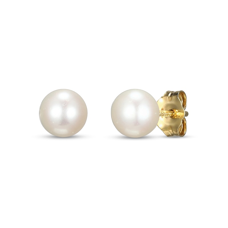 Main Image 4 of 6.0-6.5mm Freshwater Cultured Pearl Strand Necklace, Bracelet and Stud Earrings Set in 10K Gold