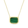 Thumbnail Image 1 of Octagon Malachite Beaded Frame Sideways Necklace in Sterling Silver with 18K Gold Plate - 17"