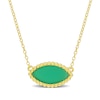 Marquise Green Chalcedony Beaded Frame Sideways Necklace in Sterling Silver with 18K Gold Plate - 17"