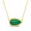 Pear-Shaped Malachite Beaded Frame Sideways Necklace in Sterling Silver with 18K Gold Plate - 17"