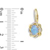 Thumbnail Image 3 of Oval Blue Opal and 0.24 CT. T.W. Diamond Twist Frame Drop Earrings in 10K Gold