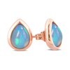 Thumbnail Image 3 of Pear-Shaped Blue Opal Bezel-Set Solitaire Stud Earrings in 10K Rose Gold