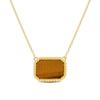 Thumbnail Image 1 of Octagon Tiger's Eye Beaded Frame Sideways Necklace in Sterling Silver with 18K Gold Plate - 17"