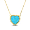 Thumbnail Image 1 of 11.0mm Heart-Shaped Lab-Created Turquoise Beaded Frame Necklace in Sterling Silver with 18K Gold Plate - 17"