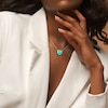 Thumbnail Image 2 of 11.0mm Heart-Shaped Lab-Created Turquoise Beaded Frame Necklace in Sterling Silver with 18K Gold Plate - 17"