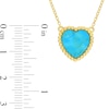 Thumbnail Image 4 of 11.0mm Heart-Shaped Lab-Created Turquoise Beaded Frame Necklace in Sterling Silver with 18K Gold Plate - 17"