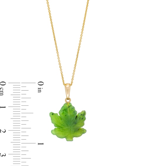 Jade Maple Leaf Pendant in 14K Gold