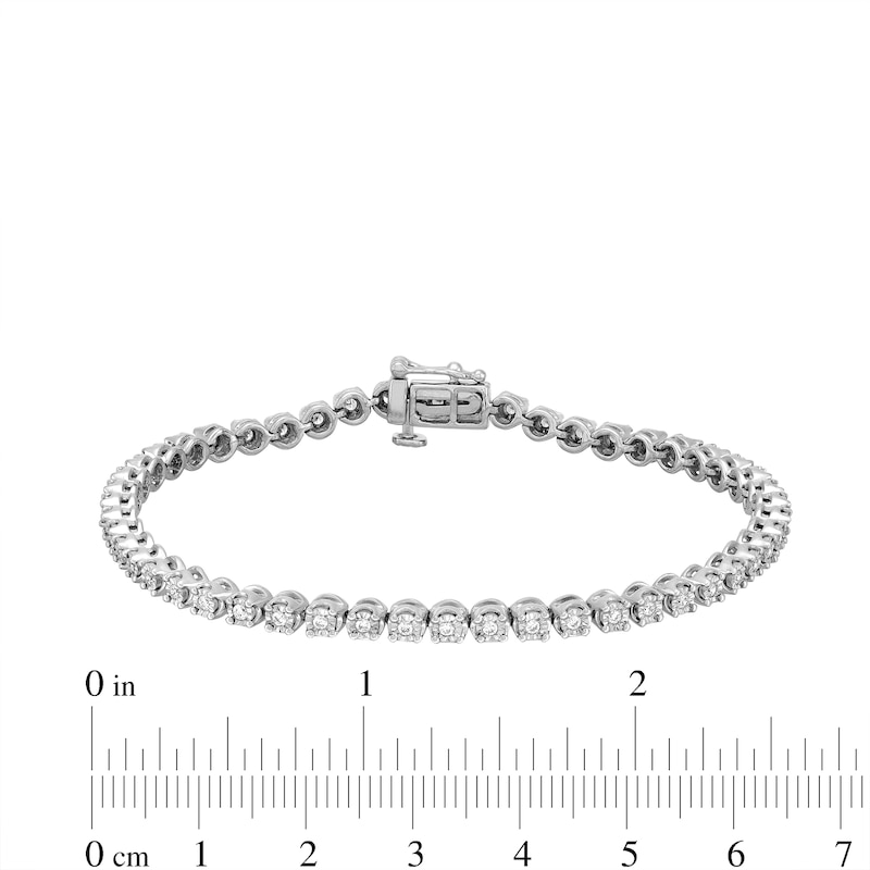 Main Image 4 of 0.50 CT. T.W. Diamond Miracle Tennis Bracelet in Sterling Silver