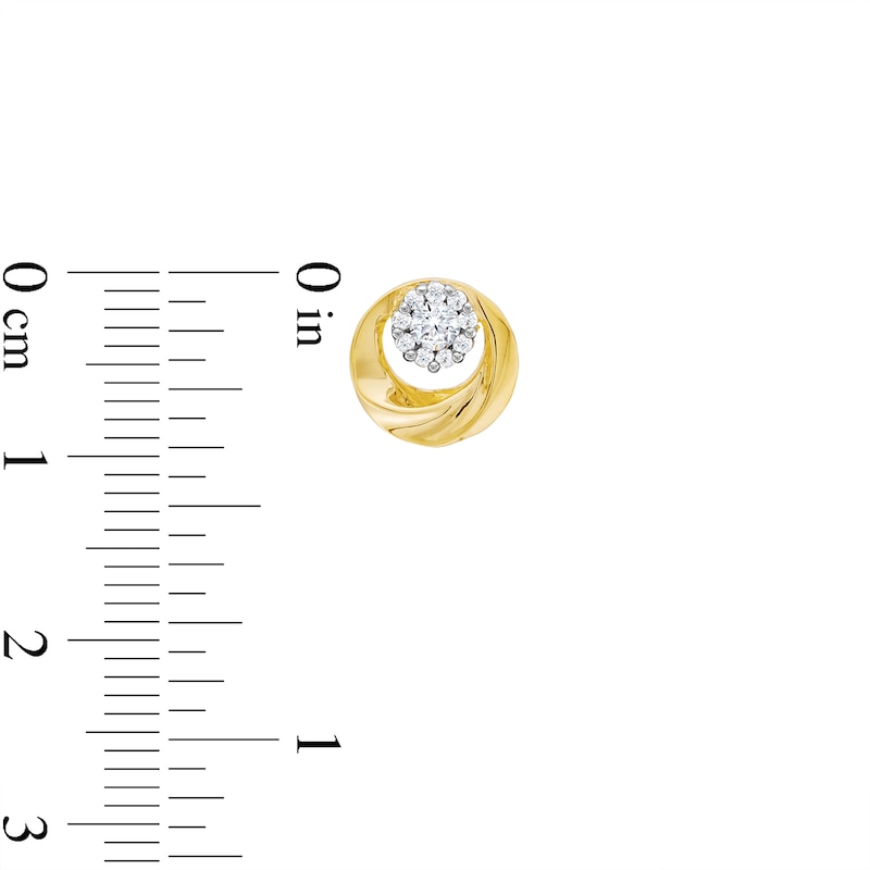 Main Image 3 of 0.30 CT. T.W. Multi-Diamond Swirl Circle Stud Earrings in 10K Gold