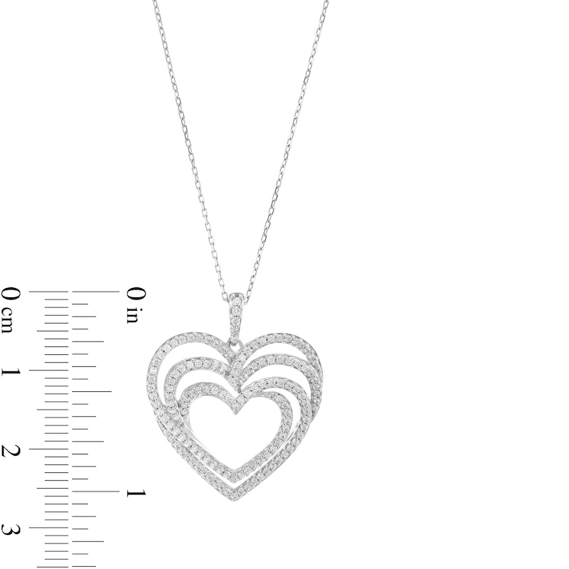 0.50 CT. T.W. Diamond Triple Heart Swirl Pendant in Sterling Silver