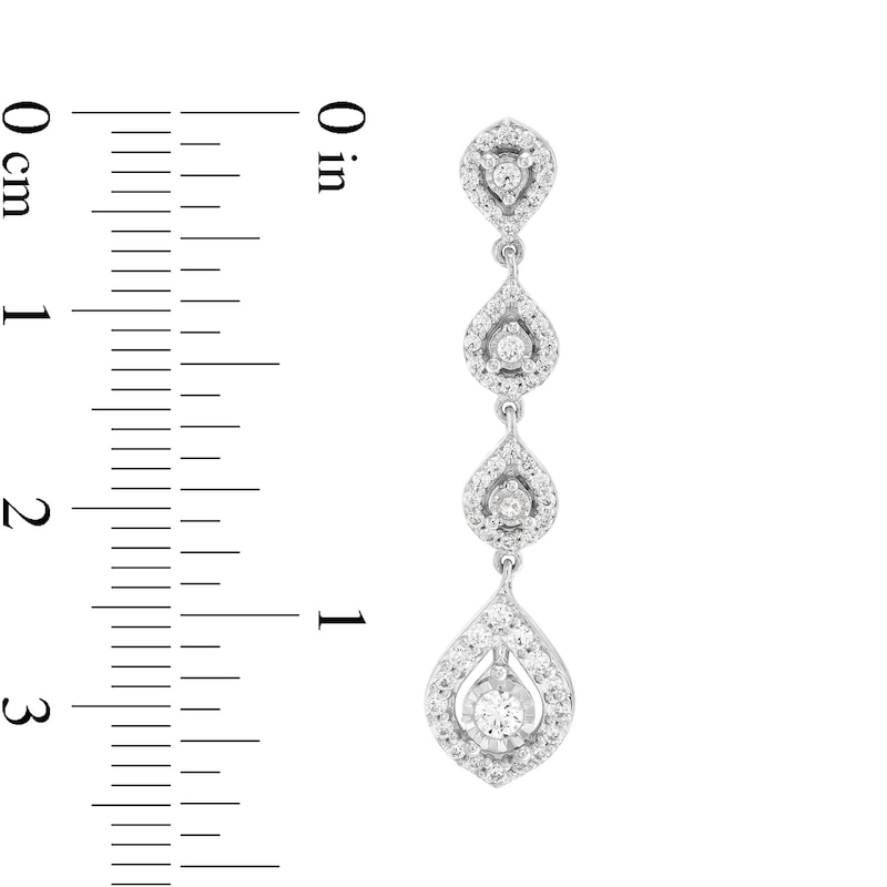 0.70 CT. T.W. Diamond Linear Teardrop Earrings in 10K White Gold